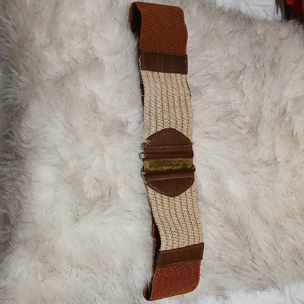 Source Unknown Brown and Cream Women's Belt